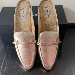 Coach Women's Metallic Loafers Irene Shearling Mule